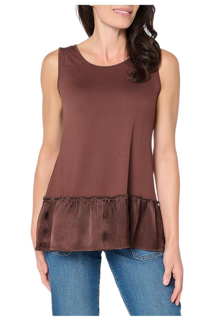 LOGO Layers by Lori Goldstein Tank with Satin Crinkle Hem Coffee - Regular